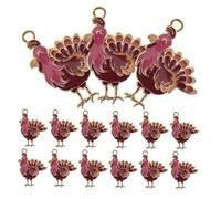 ibasenice 24pcs Turkey Charms for Bracelets and Necklaces Alloy Thanksgiving Pendants with Bright Enamel Detailing Easy Assembly Fall Jewelry Making Supplies for DIY Earrings and Holiday