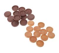 ibasenice 24pcs Wooden Replacement Chess Pieces for Board Games with Enhanced Threaded Edges and Easy Handling, round Wood Checkers Pieces for Table Games and Learning Supplies