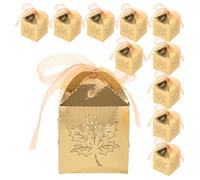 ibasenice 25pcs Laser Cut Gold Candy Boxes with Maple Leaf Design Small Party Favor Boxes for Wedding Treats and Candy Storage for Uk Wedding Celebrations