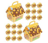 ibasenice 25Pcs Small Bee Party Favor Boxes with Handle - House Shaped Paper Candy Treat Boxes for Birthday, Classroom Rewards, and Spring Easter Celebration