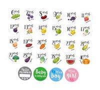 ibasenice 28pcs Pregnant Belly Stickers Weekly Belly Growth Decals for Women Maternity Photo Props Easy to Remove No Residue Baby Growth Keepsake