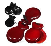 ibasenice 2pairs Wooden Finger Castanets Handmade Percussion Instruments for Adults Brown and Black Easy to Learn Fun for Ages Suitable for Dance and Music