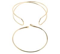ibasenice 2Pcs Adjustable Arm Cuff Jewelry Set for Women Golden Metal Upper Arm Bands with Open Coil and Single Layer Cross Design Trendy Wedding and Daily Wear