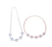 ibasenice 2pcs Adjustable Rhinestone Cat Dog Necklace Silver Rose Gold Pet Collar Jewelry Lightweight Cooperized Silver with Elegant Bling for Pets Stylish and Comfortable Accessories
