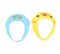 ibasenice 2pcs Adjustable Shower Cap with Ear Protection Gentle Shampoo Shield for Bathing Home Use Cartoon Yellow Dog Blue Excavator