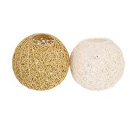 ibasenice 2pcs Ball Takraw Lampshade Globe Lamp Cover Rattan Lamp Shade Farmhouse Bathroom Decor Woven Light Cover Vintage Macrame Lamp Shade Pendant Lights Paper Rope to Weave Decorations