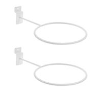 ibasenice 2pcs Basketball Stand Ball Display Rack Stand Wall-mounted Modern Iron Metal 5mm Thick Metal Structure Quick and Easy Access White Hook Shape Ring for Garages and Home