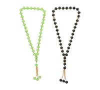 ibasenice 2pcs Bead Muslim Prayer Beads with Black and Green Glass Tasbih for Men and Women Stylish Islamic Rosary for Accurate Dhikr Counting Portable Travel-friendly Spiritual Accessories