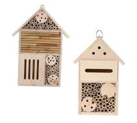ibasenice 2Pcs Bee Room Garden Insect Houses Natural Cabin Style Observation Nesting Habitat for Backyard Decoration Safe Smooth Surface Shelter for Bees Ladybugs