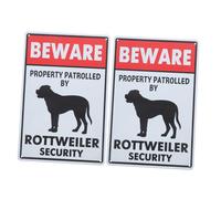 ibasenice 2pcs Beware of Dog Signs for Fence Metal No Trespassing Warning Signs Property Protected by Rottweiler for Patio Outdoor Use Weatherproof