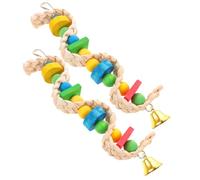 ibasenice 2pcs Bird Chewing for Parrots and Budgies Natural Wood Bite with Stainless Steel Hook Safe for Pets Keeps Birds Busy or Home Decoration Random Color