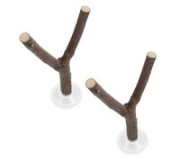ibasenice 2pcs Bird Perch with Suction Cup for Lovebirds and Cockatiels, Natural Wood Branch Design, Stable Attachment, for Bath and Outdoor Use, Enhances Owner-bird Interaction
