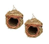 ibasenice 2pcs Birdhouses Hanging Straw Birdcage Durable Hand Made Bird Nests for Garden Tree Balcony Comfortable Living Space for Birds