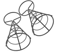 ibasenice 2pcs Black Stainless Steel French Fry Cone Stands Snack Holders for Displaying Appetizers and Serving Fried Chips in Restaurant Or Cafe