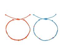 ibasenice 2Pcs Bohemian Style Ladies Anklet Set with Colorful Wax Thread Beads, Handmade Folk Style Multi-Layer Stone Tassel Bracelets for Women’S Jewelry