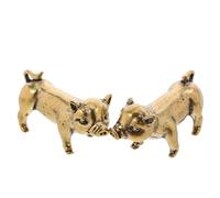 ibasenice 2pcs Brass Small Zodiac Pig Keychain Hanging Decor, Retro Brass Pig Pendant Set for Car Interior and Desktop Ornament, Animal Charm Accessory for Women and Men