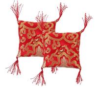 ibasenice 2pcs Buddhist Sound Bowl Mat Red Pattern Singing Bowl Cushion for Buddha Hall Meditation Prayer Decor