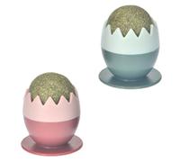 ibasenice 2pcs Catnip Ball with Teeth Cleaning Function, Stick-on Design | Pink and Blue Options, Protective Cover Included, Rotates during Play, for Cats in Living Room or Kitchen