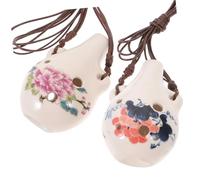 ibasenice 2pcs Ceramic Ocarina Flutes Lightweight for Boys and Girls Beginners and Students Lanyard Assorted style