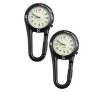 ibasenice 2pcs Clip-on Quartz Watch Fluorescent Dial Stainless Steel Backpack Fob Watch See Time at Night Sturdy Design for People Who Love Mountaineering