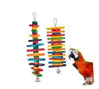ibasenice 2pcs Colorful Parrot Chew Hanging Block String Set for Birds Cockatiels Parakeets Safe Skill Developing Bite for Exercise and Entertainment Random Color