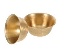 ibasenice 2pcs Copper Bowls for Religious Ceremonies and Home Altars with Intricate Floral Engravings, Easy Cleaning, Long-Term Durability, Golden Decorative Treasure Bowls for Spiritual