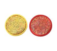 ibasenice 2pcs Decorative Bowl Mats Protective Round Cushion Holders for Singing Bowls Handmade Nepalese Cloth for Meditation and Buddhist Practices Red and Yellow