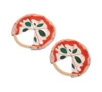 ibasenice 2pcs Dog Flying Disc with Soft Cotton Rope Pizza-shaped Bite-resistant Tossing Discs for Outdoor Fetch and Training Interactive Chew for Puppies and Dogs
