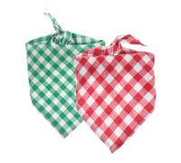 ibasenice 2pcs Dog Plaid Bandana Pet Scarf Adjustable Neck Drool Bib for Small Medium Puppies Cats Spring Daily Use