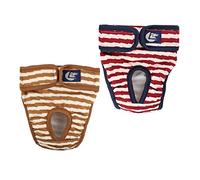 ibasenice 2Pcs Dog Sanitary Pants for Female Pets Comfortable Breathable Menstruation Diapers Protect Floors and Furniture From Stains and Odor with Adorable Striped Design Red Brown