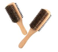 ibasenice 2pcs Double-sided Beard Brush Hairbrush for Men with Rubber Wood Handle, Boar and Nylon Bristles for Grooming Beards and Styling, Stiff Bristle Design for Hair Cleaning and Oil