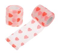 ibasenice 2Pcs Elastic Dog Bandage Wrap Self Non Woven Pet Bandage for Dogs Cats Animals Breathable Paw Protection for Ankle Sprains Swelling Cute Love Pattern