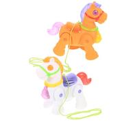 ibasenice 2pcs Electric Walking Horse Toy Leash for Toddlers 1-3, Educational Motor Skills Toy for Boys and Girls, White and Orange Leash Horse Figure for Kids Playtime