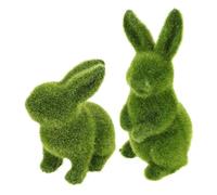 ibasenice 2pcs Faux Moss Covered Rabbit Figurines Realistic Green Bunny Statues for Patio Balcony Lawn Lightweight Garden Ornaments with Natural Finish Outdoor Decorative Sculptures for