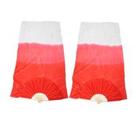 ibasenice 2pcs Faux Silk Belly Dance Fans Bamboo Long Veils Lightweight Handheld for Women Traditional Chinese Dance Performance Stage Props