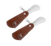 ibasenice 2pcs Foldable Shoe Horn Keychain Stainless Steel Shoe Lifter Tool for Seniors Pregnant Women Men Travel Portable Light Brown