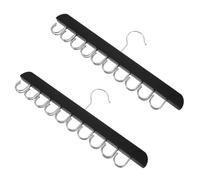 ibasenice 2pcs Foldable Wooden Belt Hanger with 20 Anti-Slip Hooks, Space Saving and Portable Clothes Organizer Rack for Closet Storage, Black, Suitable for Walls and Business Trips