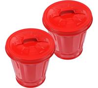 ibasenice 2Pcs Galvanized Iron Waste Storage Bucket with Handle and Lid Compact Desktop Trash Can for Bedroom and Office Use Red