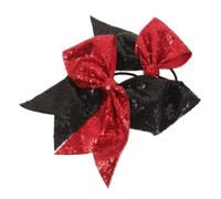 ibasenice 2pcs Glitter Bow Scrunchie Hair Band with Embroidered Sequins, Large Crimson and Ebony Cheerleading Hair Accessory, Comfortable Secure Fit and High Elasticity for Football Team