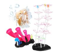 ibasenice 2pcs Glow Dark Silicone Coral Reef Decorations Realistic Artificial Fish Tank Plants for Aquariums Easy to Install Betta Fish Accessory with Vibrant Pink Coral and Seaweed