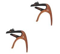 ibasenice 2pcs Guitar Capo Zinc Alloy Portable Clamp Pitch Converter for Acoustic Electric Guitars Simple Design for Performance Inspiration Deep Grain Color