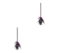 ibasenice 2pcs Halloween Witch Broom with Removable Mesh Netting Purple Glitter Design for Costume Party Cosplay Prop Flying Wizard Broomsticks