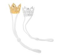 ibasenice 2pcs Hamster Crown for Pets Small Animal Tiara Headdress with Adjustable Straps Lightweight Comfortable Bunny Costume Hat King Queen Party Accessory for Birthday and Celebration