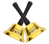 ibasenice 2Pcs Hand Bell Set for Bachelor Party Bar and Restaurant Use - Retro Style Metal Service Bell with Comfortable Grip Ring for a Drink Desktop Call
