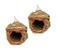 ibasenice 2pcs Hand Made Straw Bird Houses Bird Nests for Garden Balcony Tree Decorative Birdcages Durable