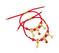 ibasenice 2pcs Handmade Chinese Mahjong Bracelet Stylish Women Feng Shui Wristband with Braided Rope and Beads Vintage Wealth Accessory for Mahjong Lovers