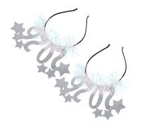 ibasenice 2pcs Happy Year Headband with Shimmering Star Boppers Lightweight and Comfortable Party Hair Hoop for Women Versatile Festive Accessory for Christmas and Year Celebrations