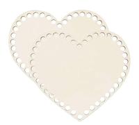 ibasenice 2pcs Heart Shape Blank Bottom Wooden Basket Bottom Pre-drilled Holes Beige Wood Base for DIY Crochet Bag Weaving Storage Basket for Sewers and Quilters