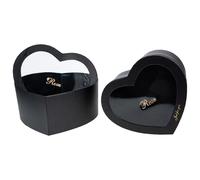 ibasenice 2pcs Heart-Shaped Flower Boxes with Lid for Flower Arrangements and Packaging, Black Paper Boxes with Gold Foil Decoration, Suitable for Valentine's Day, Weddings, and Birthdays
