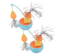 ibasenice 2pcs Interactive Cat Teaser with Glitter Tassel Wand and Wobbling Tumbler Ball for Indoor Kittens Exercise Cat Balls for Play and Activity Pet Supplies